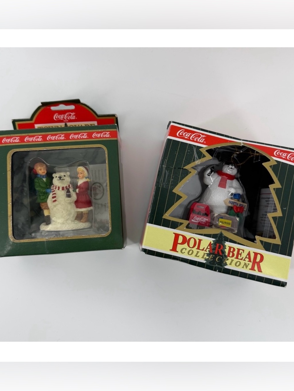 Coca-Cola Town Square Polar Bear Collection Set of 2 in Boxes, 1990s